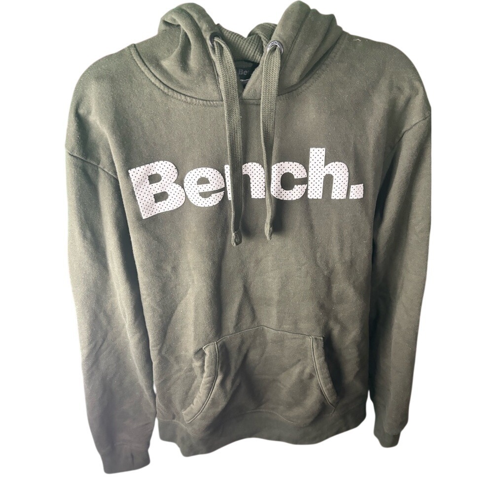 Bench Men's Olive Green Hoodie Sweatshirt Logo Print‎ Pullover Small Athleisure